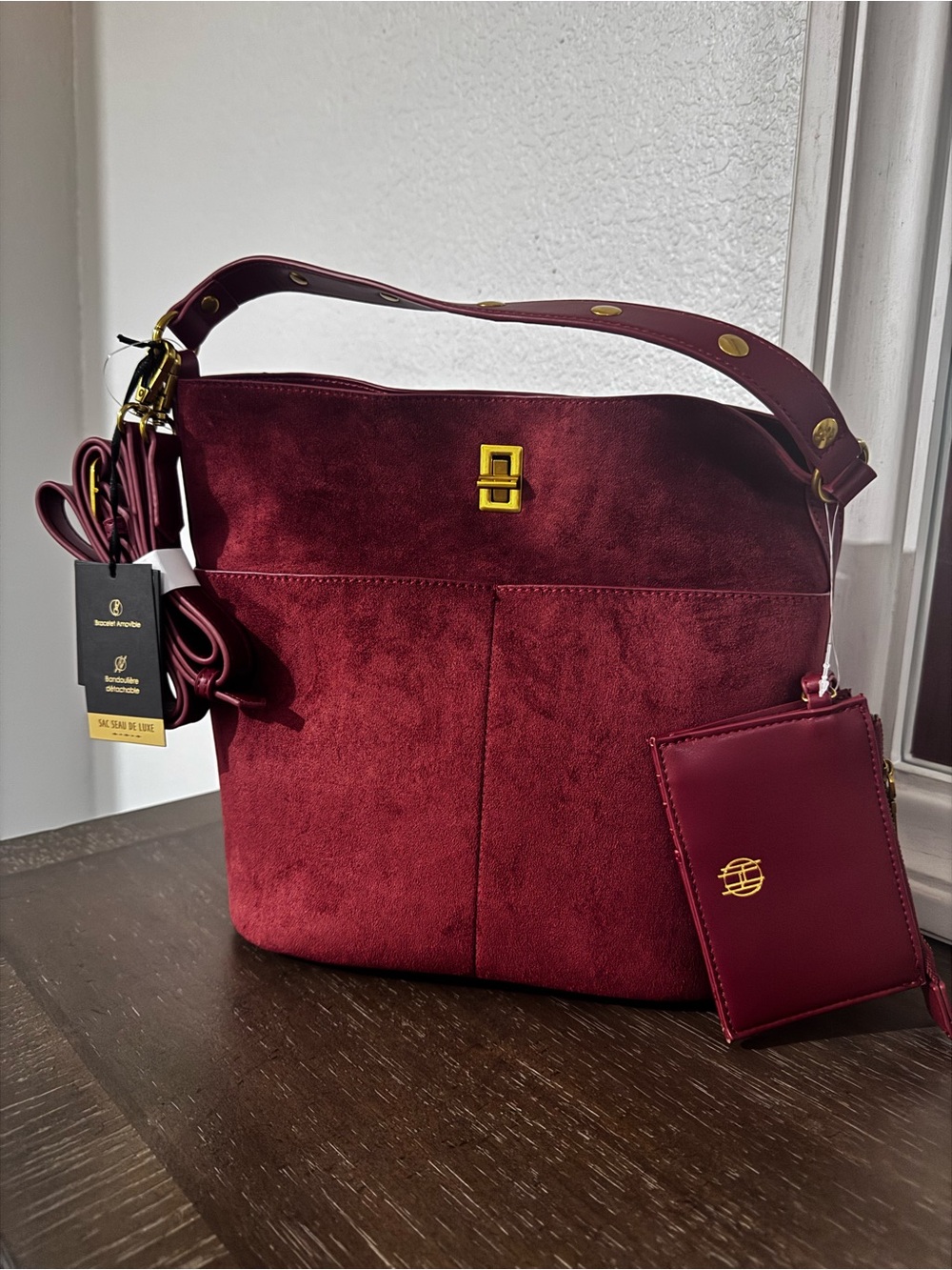 House of Harlow 1960 Burgundy Shoulder Bag with Card Wallet